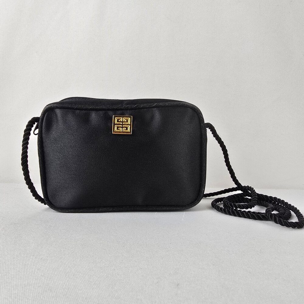Vintage Mini Givenchy Ysatis Black Satin Crossbody Bag